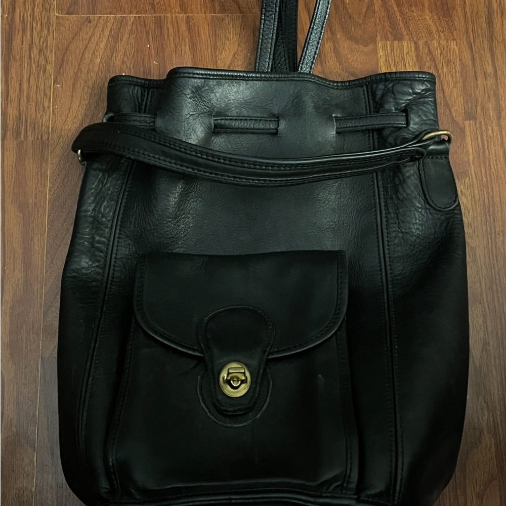 Coach Elegant Black Leather Backpack - Picture 2 of 15